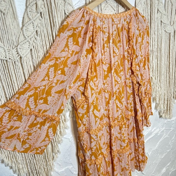 Anthropologie Orange Mia Ruffle Floral Tunic - Picture 7 of 9